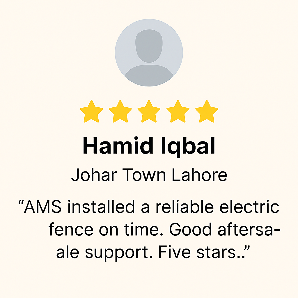 Client Testimonial - Electric Fence Installation in Bahria Town Lahore