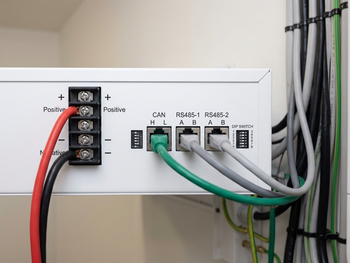 Pylontech Fidus 5kW battery terminals and communication ports