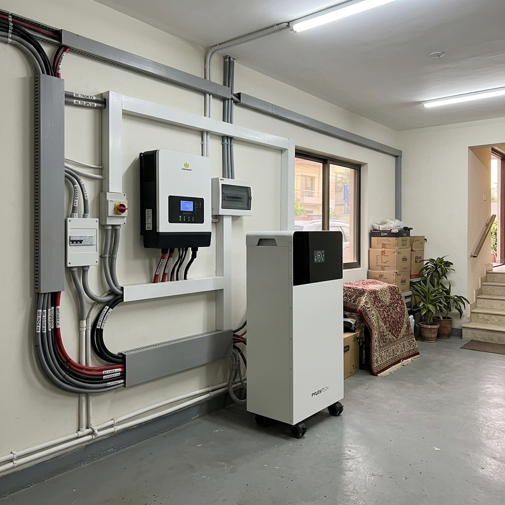 Pylontech Fidus Plus 16kW battery installed with hybrid inverter